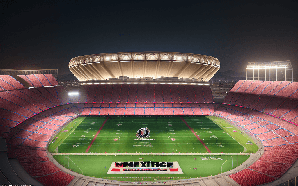 AI generated: The mythical Aztec stadium in Mexico but renovated in the style of the Mineirão Stadium in Brazil. w...