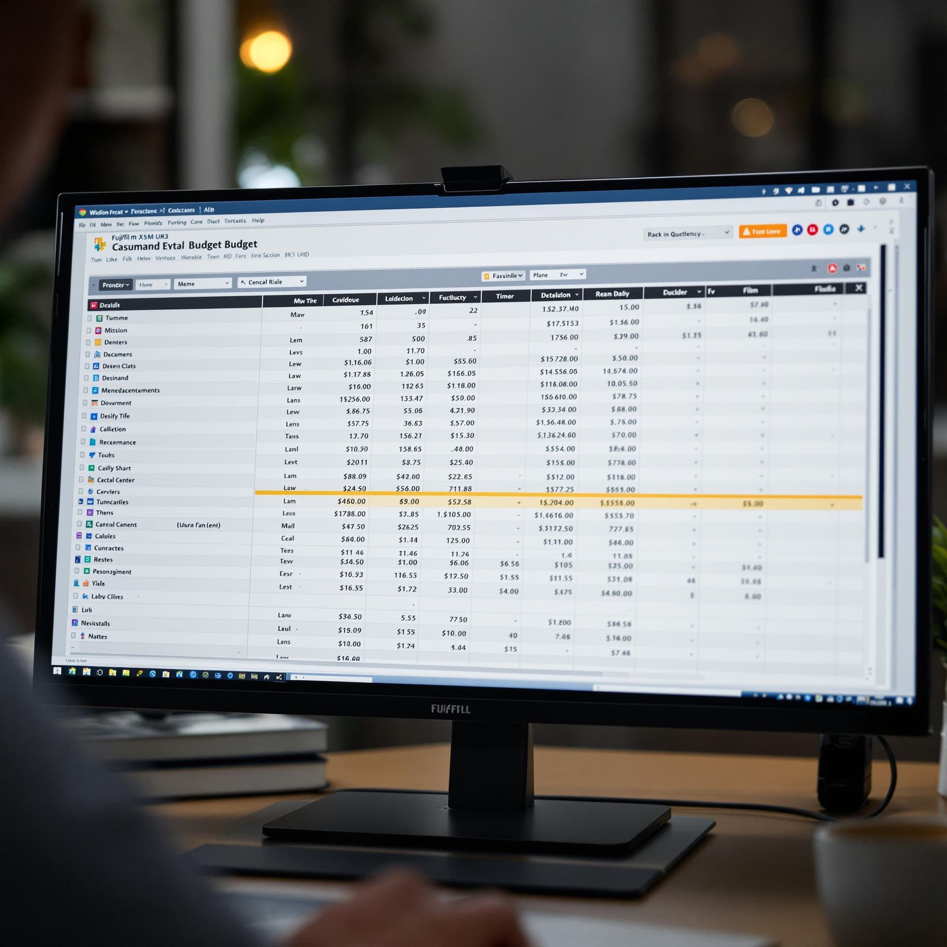 AI generated: A detailed budget spreadsheet on a computer screen. dslr, ultra quality, sharp focus, tack sharp, do...