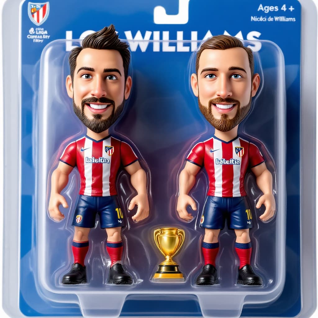 AI generated: A stylized collectible action figure in a toy package labeled "Williams" for ages 4+, featuring Nico...