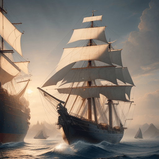 AI generated: Photo of a ultra realistic sailing ship, dramatic light, pale sunrise, cinematic lighting, battered,...