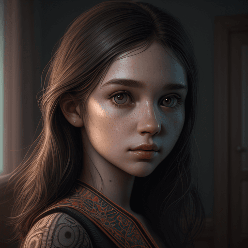 AI generated: closeup portrait solo girl in room, intricate artwork . octane render, trending on artstation,t symm...