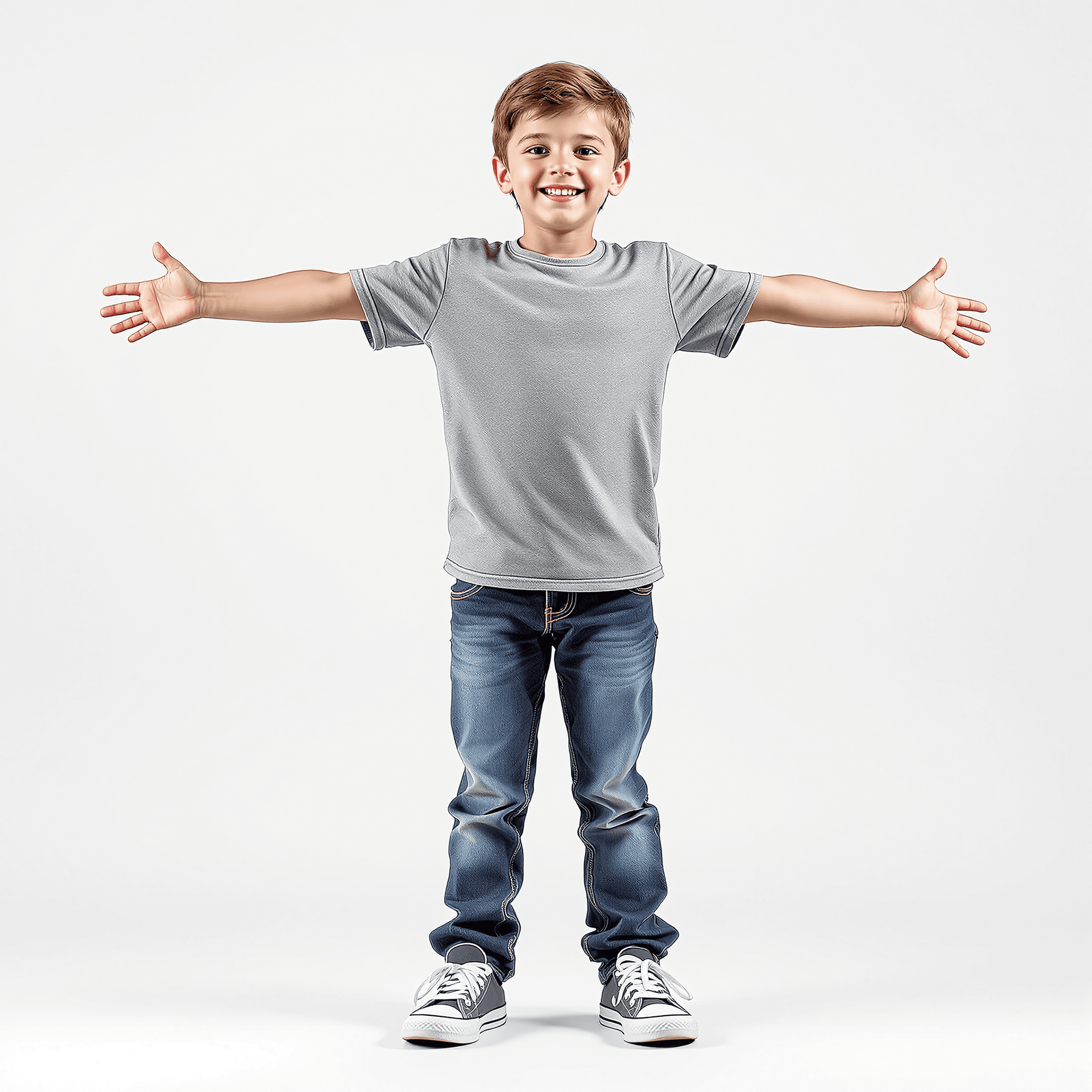 AI generated: A realistic full-length portrait.  Five year-old boy, fair complexion, short dark brown hair. Burgun...