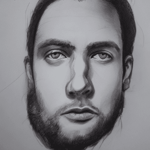 AI generated: hiperrealistic portrait, ink, Jonathan Naveda portrait isolated on white background