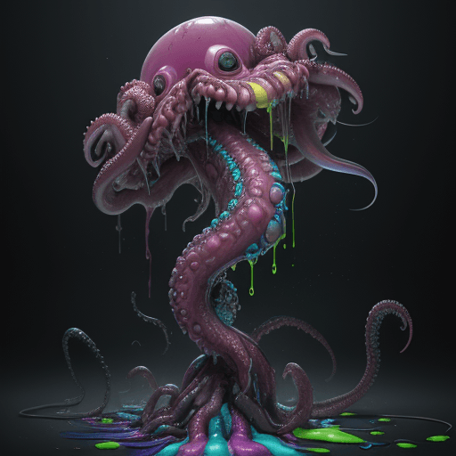 AI generated: teeth, brains, sploodge, goober, inverted neon rainbow drip paint, trending on art station, photorea...