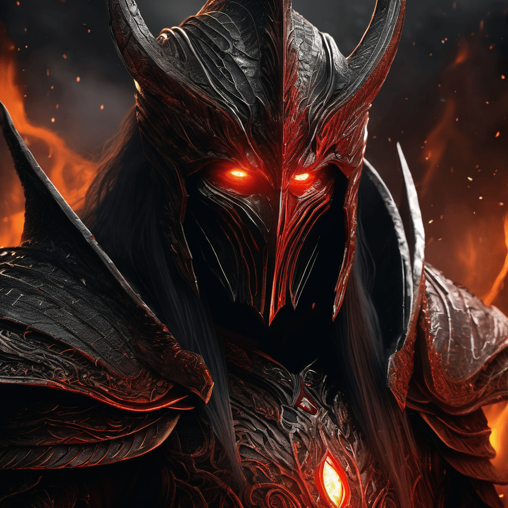 AI generated: A portrait of Sauron, the Dark Lord, depicted with intricate, highly detailed digital painting, feat...