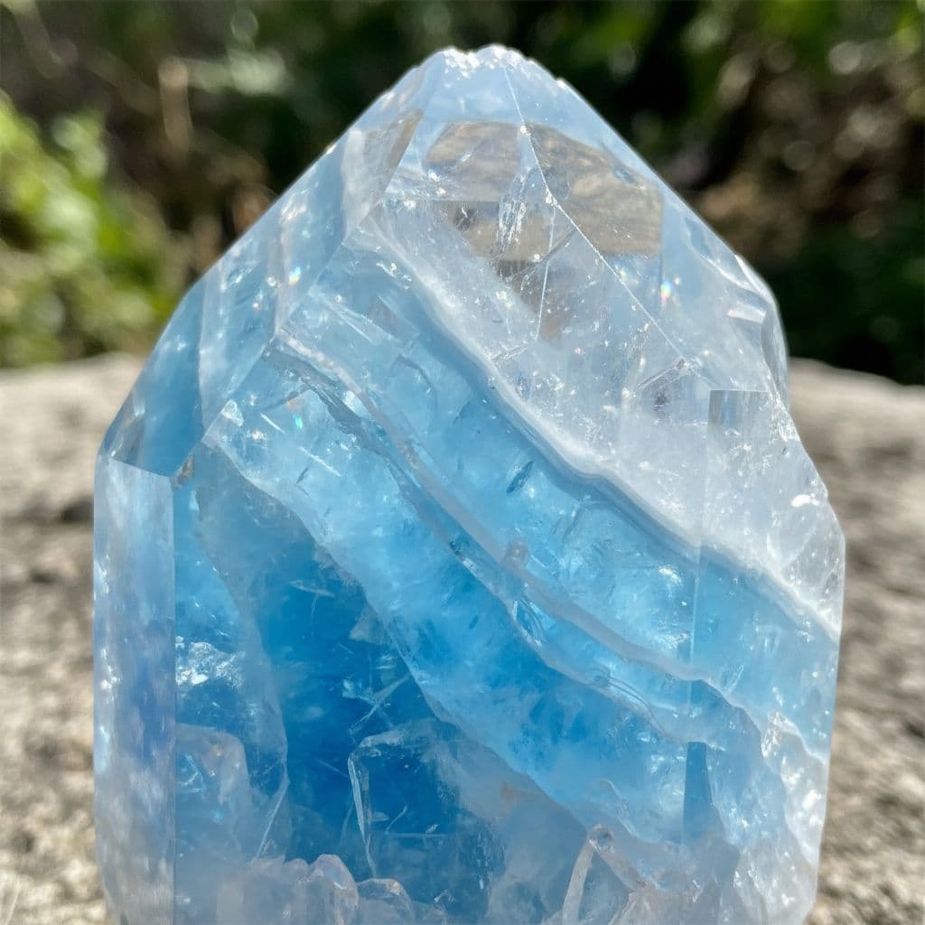 AI generated: Crystal clear crystal layered with light blue shaded throughout it 