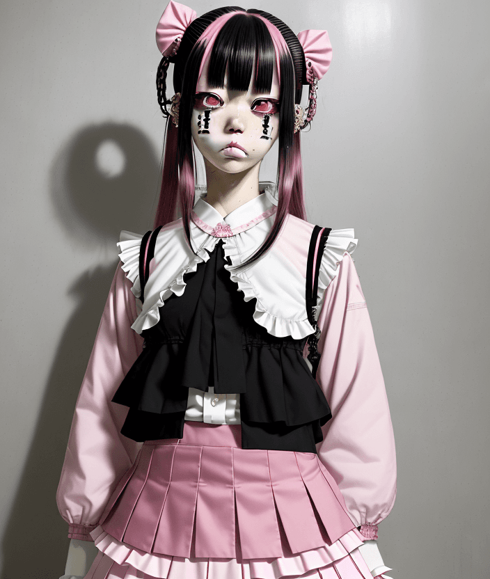 AI generated: (Masterpiece, Award winning , Best Quality:1.2), art by Shintaro Kago, solo, menhera, Yamikawa Punk,...