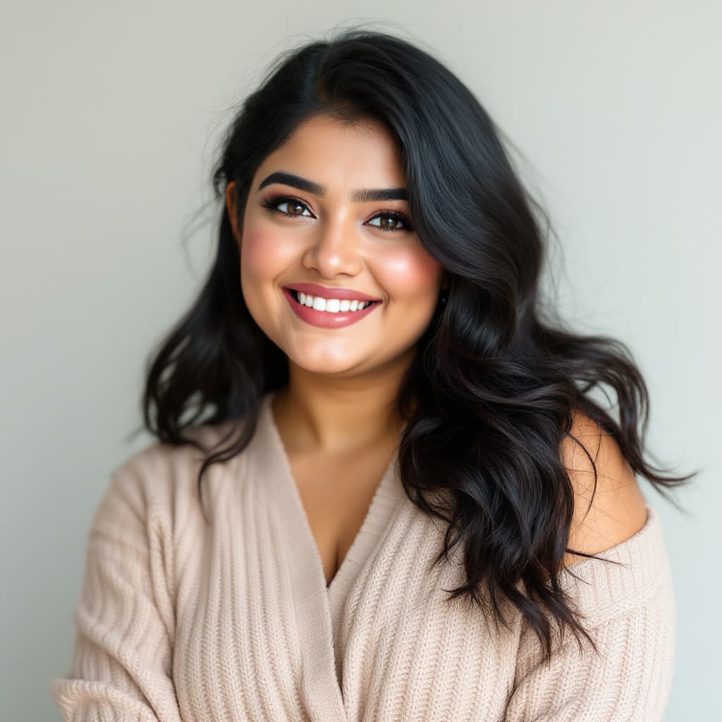 AI generated: The model is a 30-year-old Indian woman with a soft and curvy physique, reflecting a chubby body typ...