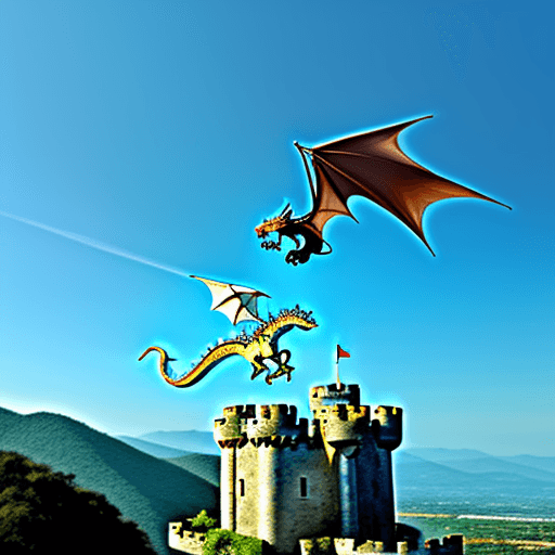AI generated: Un dragón sobrevolando un castillo 