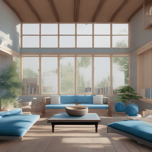 AI generated: High resolution photography interior design, dreamy sunken living room conversation pit, wooden floo...