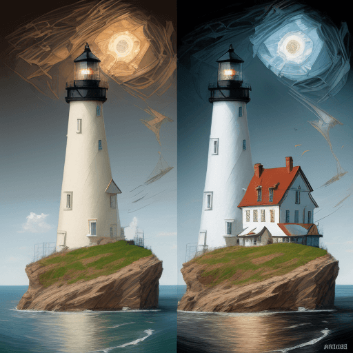 AI generated: a collage of a light house in mosaic, in the style of andrew atroshenko, peter gric --ar 73:109 --st...