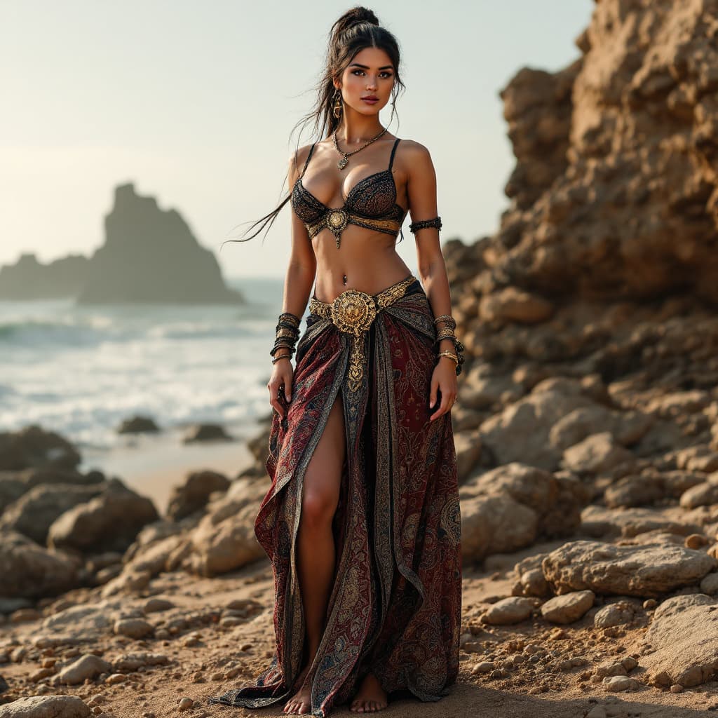 AI generated: moroccan model with wide hips