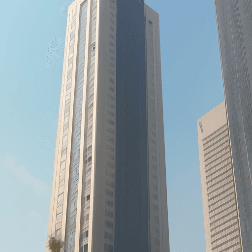 AI generated: high rise building with name of the company Ventosys written clearly on it. Name of the company shou...