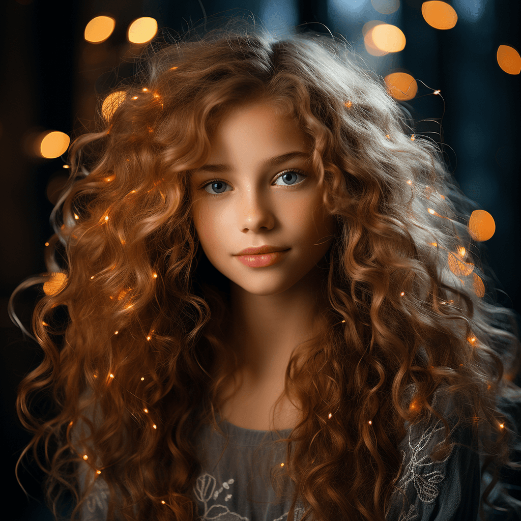 AI generated: She is a young girl with sparkling blue eyes that seem to hold the secrets of the universe. Her hair...