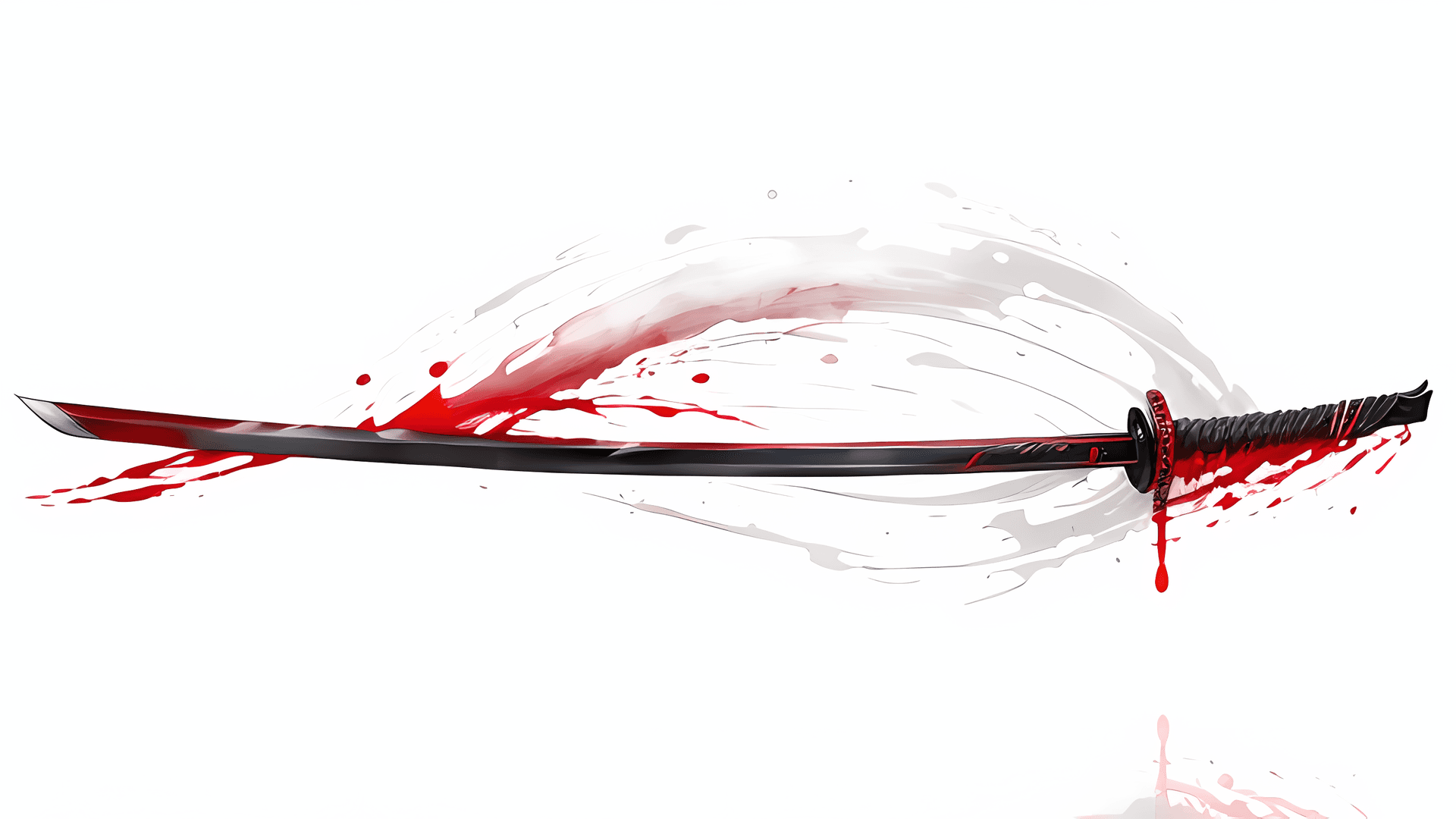 AI generated: Blood red katana with flowing liquid from its edge, samurai, weapon, traditional Japanese, dark and ...