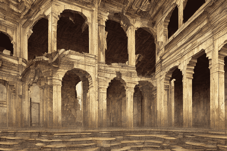 AI generated: historical ruin in India digital art