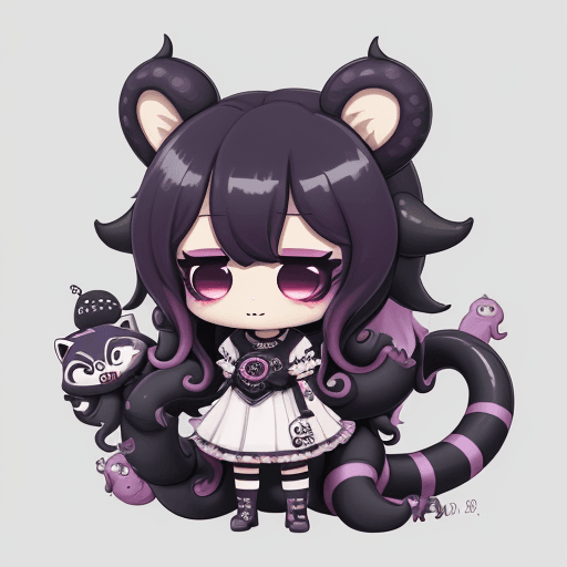 AI generated: best quality,
(solo,chibi:1.2),cute,scylla,RACCOON,tentacles,monsterification,
__color__ background,...