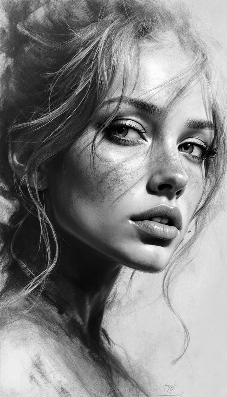 AI generated: person, charcoal sketch