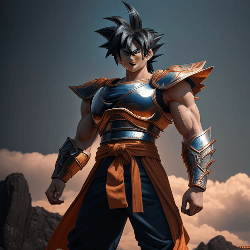 AI generated:  High resolution photography of son goku with shiryu's armor ; 8k, intricate detail, photorealistic,...