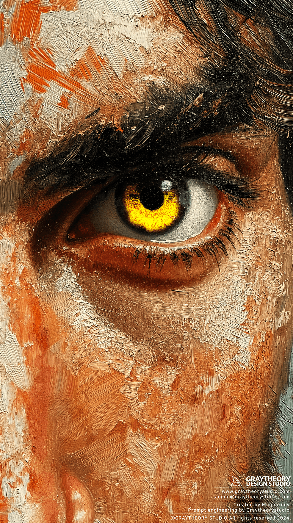 AI generated: portrait, profound gaze, oil painting, grainy, avant-garde, diego velazquez, brush touched