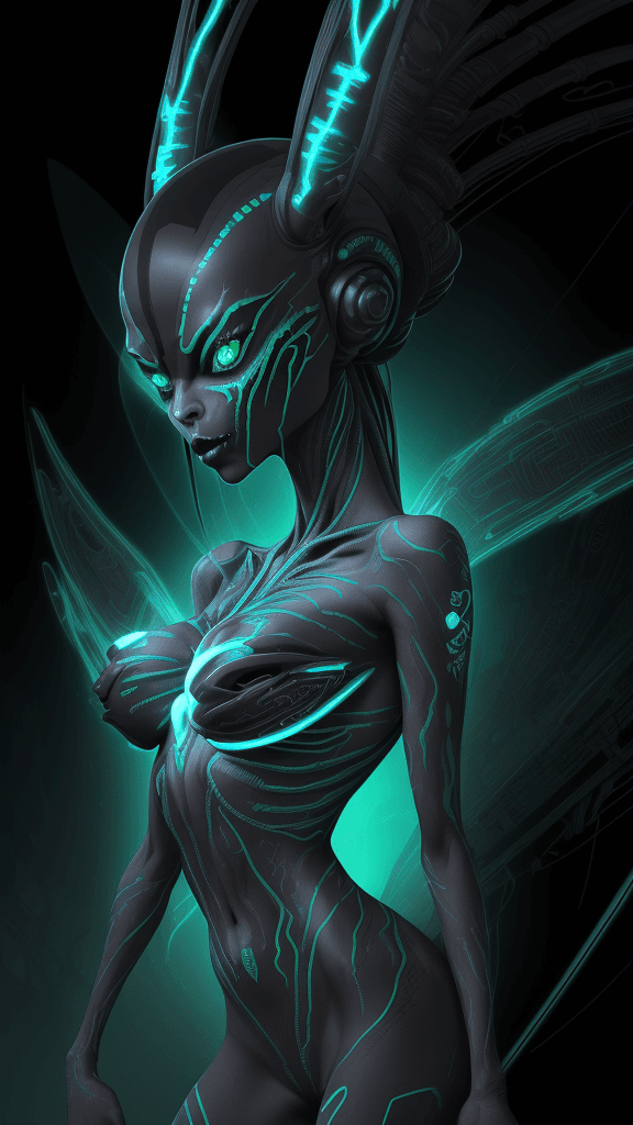AI generated: An electrifying x-ray-inspired digital illustration showcases the enigmatic "ALIEN PREDATOR" in a me...