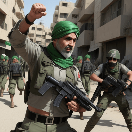 AI generated: hamas, street, fighting