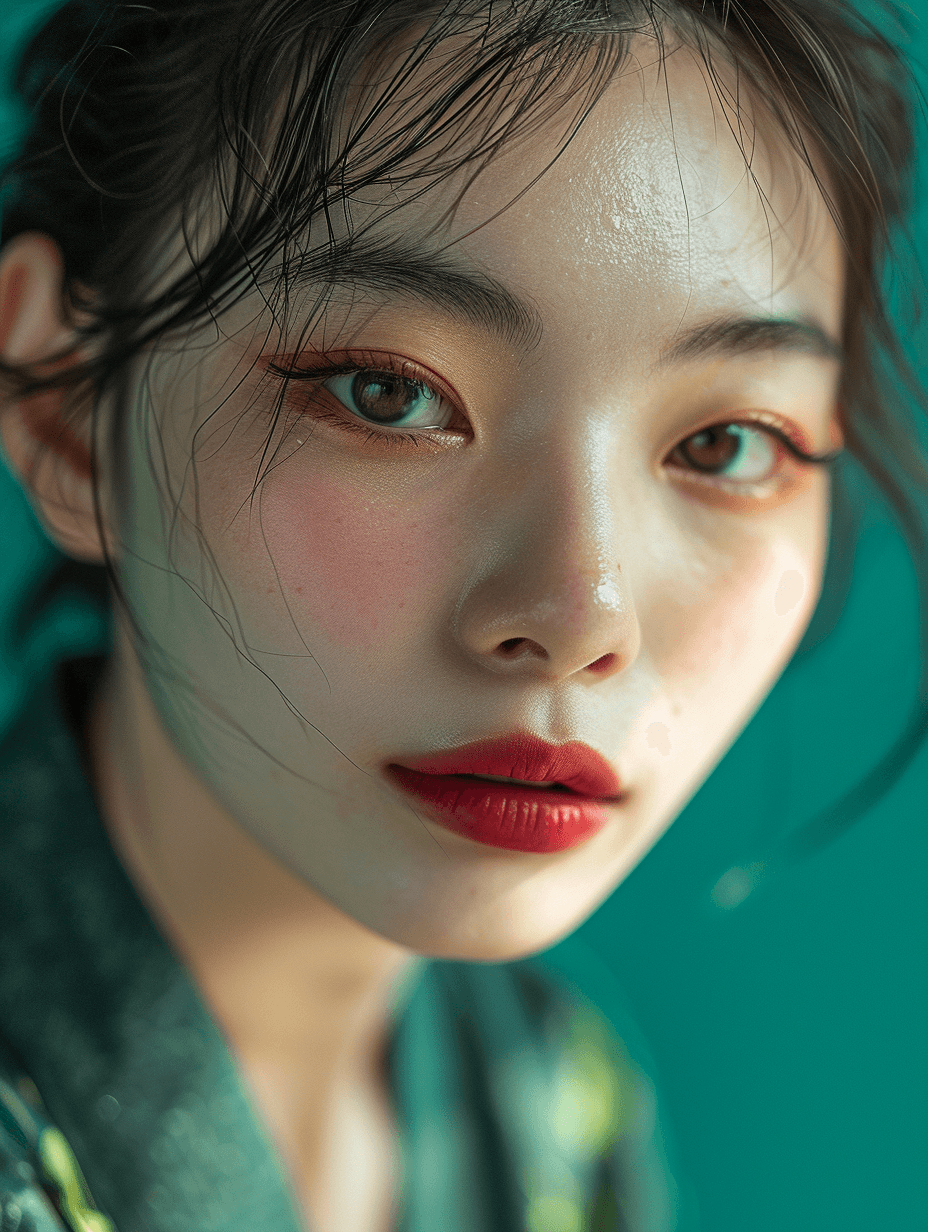 AI generated: id cover shows A Chinese girl, Studio photography, frontal portrait, light eyelashes, beautiful eyes...
