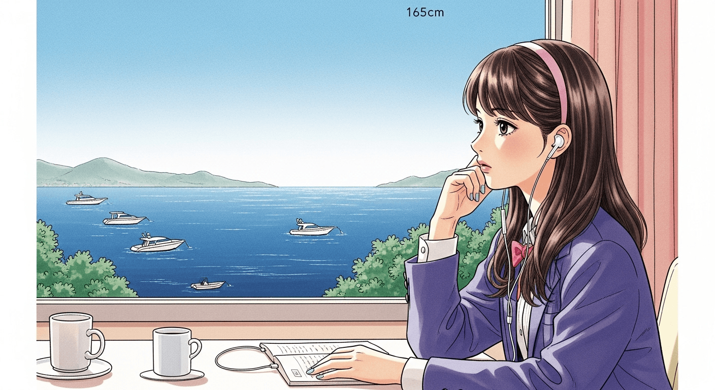 AI generated: A minimalist and clean photography style, detailed shojo manga-style illustration of a smart-looking...