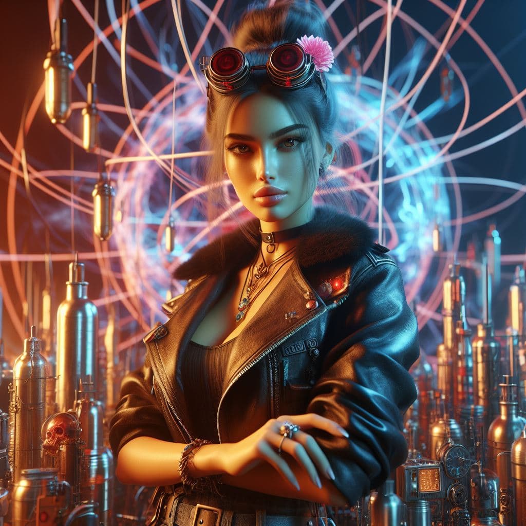 AI generated: beautiful  ,photorealism   girl in an atompunk world.very high detailed, different model, 4 k,dynami...