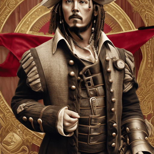 AI generated: A cinematic scene, Photograph from the fictional Oscar-winning historical drama 'Pirates' The candid...