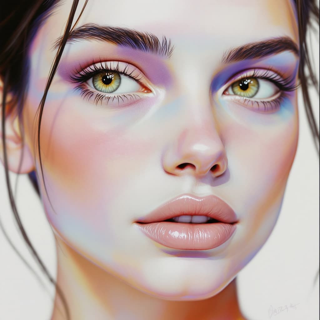 AI generated: color drawing of a woman's face, daz3d, blink-and-you-miss-it detail, emotional landscapes, realisti...