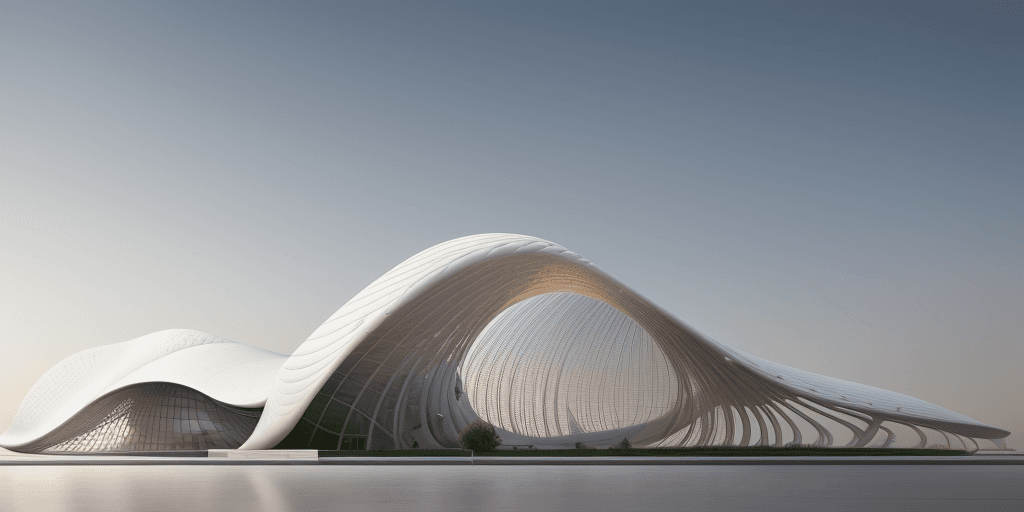 AI generated: create a parametric building for conceptual art center look like heydar aliyev center an kind of uni...