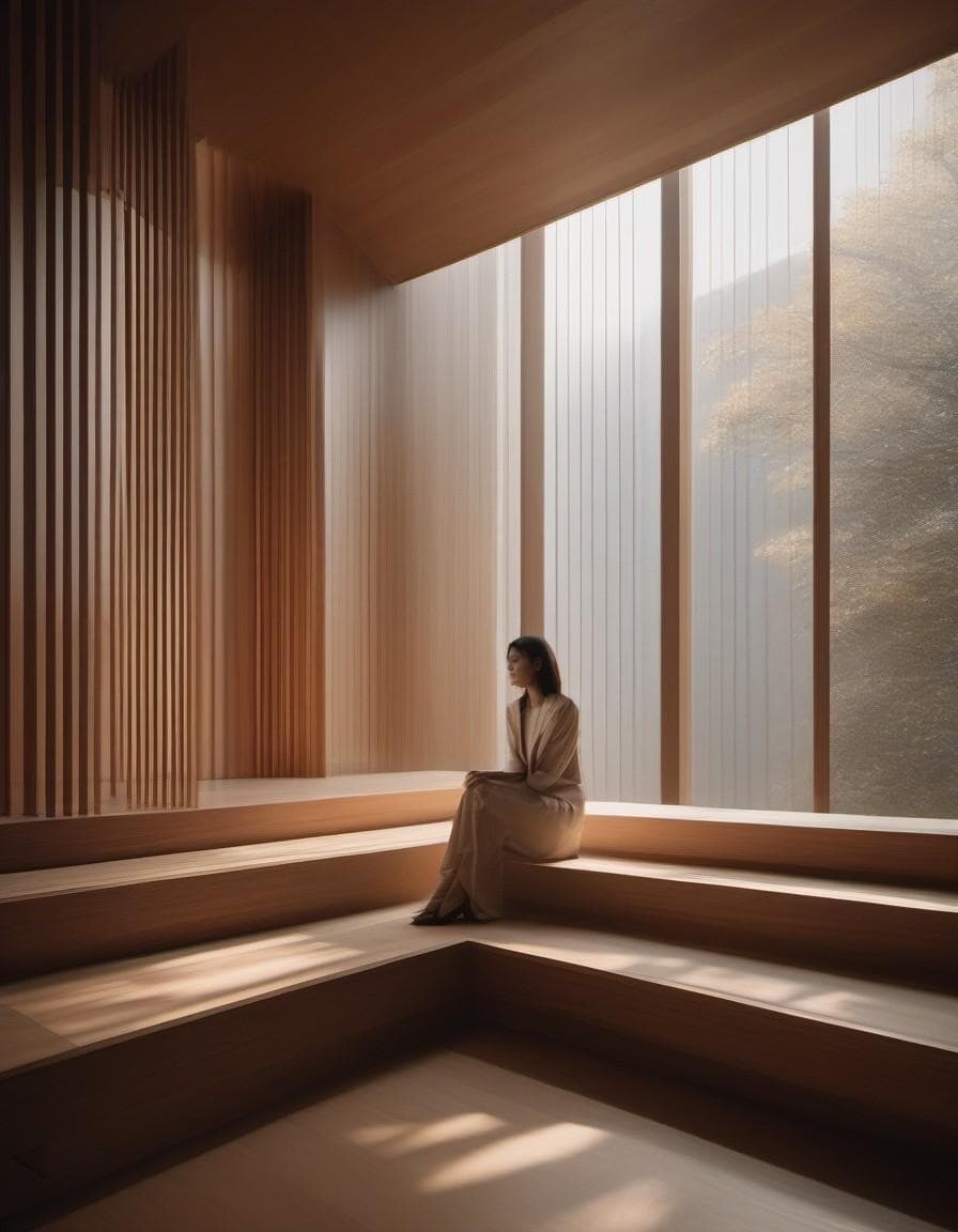 AI generated: architectural photography, striking architectural space interplay of geometry and light creates a vi...