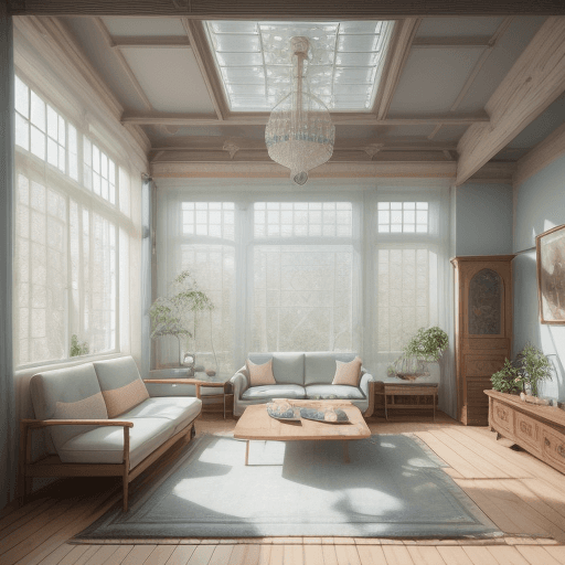 AI generated: High resolution photography interior design, dreamy sunken living room conversation pit, wooden floo...