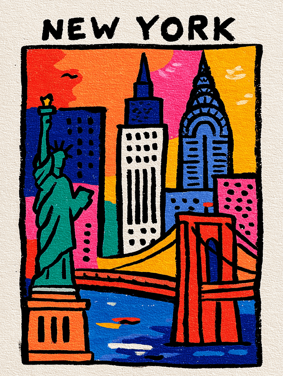 AI generated: A tourist poster of [Rio de Janeiro] in vibrant marker art style, iconic landmarks such as [Christ t...