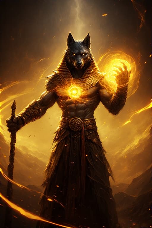 AI generated: wolf man, telekinesis, muscles, Pharaoh, supernatural