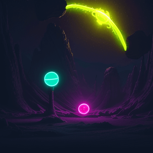 AI generated: neon lit alien planet --ar 16:9