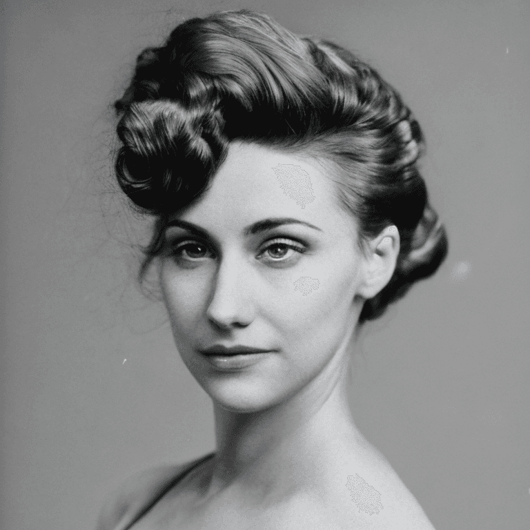 AI generated: A detailed portrait of a young woman exuding elegance and natural grace. She has a voluminous updo h...