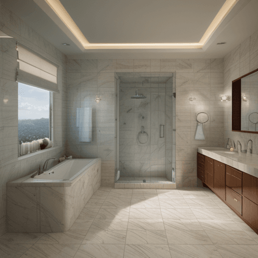 AI generated: high resolution photography interior design,4k,8k,corona 9,3ds max 2023,bathroom,shower,and only 1 t...