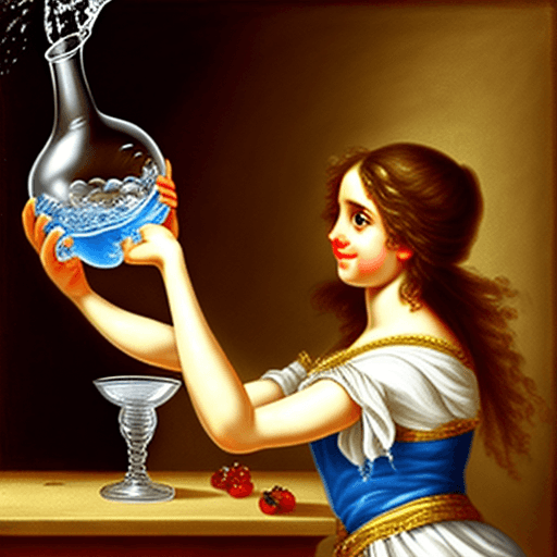 AI generated: friendly Greek girl pouring water into an empty glass.
style: baroque