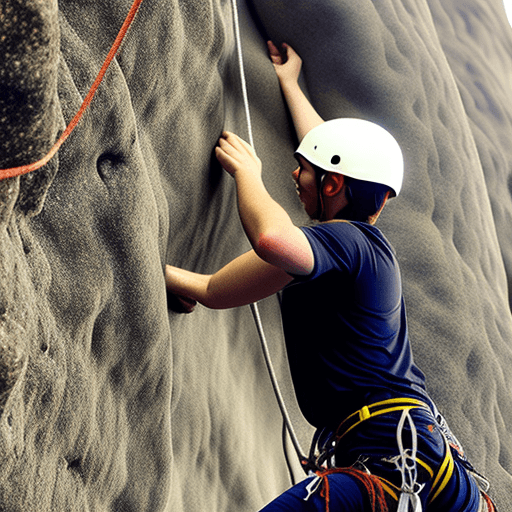 AI generated: a potato doing rock climbing wearing a hat