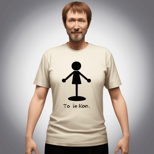 AI generated: stick man figure as a kind dad wearing t-shirts
