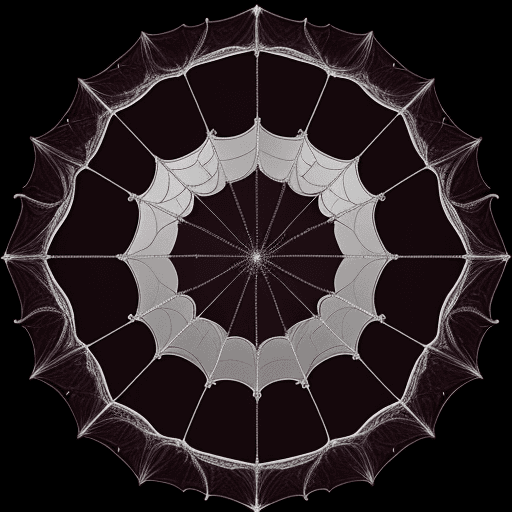 AI generated:  (A beautiful burgundy rose with its cape and leaves, trapped by a spider web woven by a silver spid...