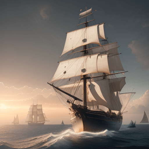AI generated: Photo of a ultra realistic sailing ship, dramatic light, pale sunrise, cinematic lighting, battered,...