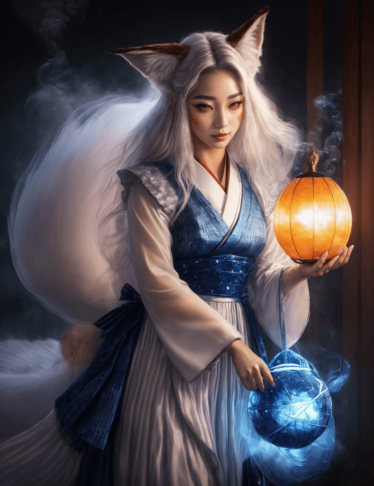 AI generated: ((best quality)), ((masterpiece)), ((realistic)), (detailed), female Kitsune,mythical creature, Japa...