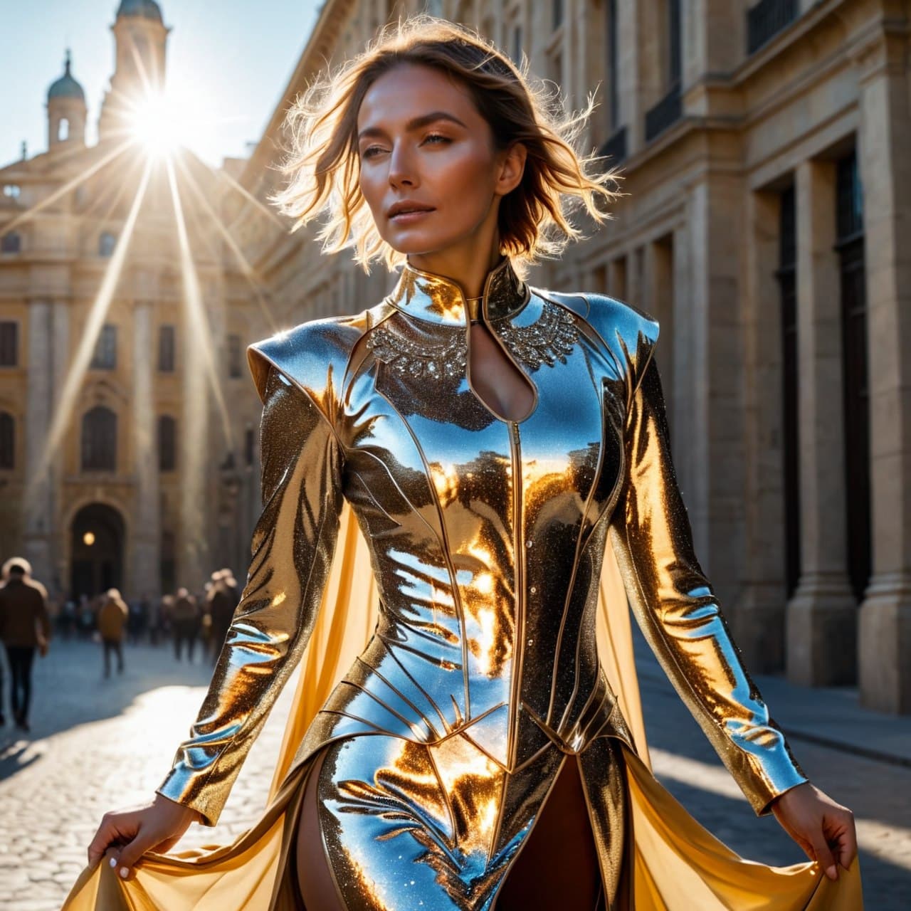AI generated: Hyper detailed anthropomorphic in glittering clothes, hyper-realistic and hyper-detailed, in the ray...