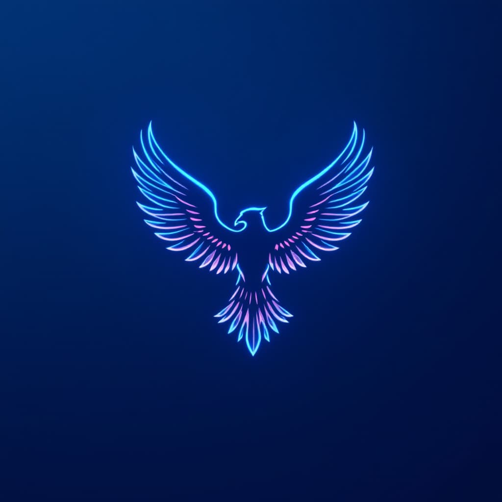 AI generated: fondo para post de facebook   bioluminiscente azul neón UHD que tenga forma de aguila de escudo mili...