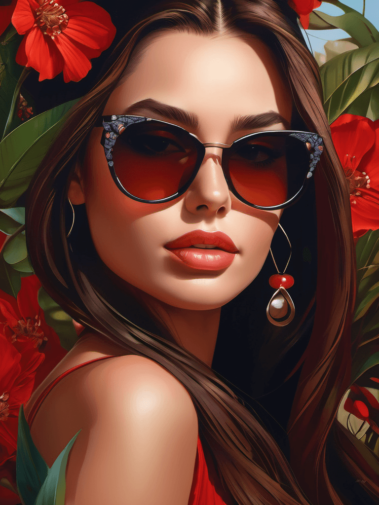 AI generated: a portrait of a beautiful girl with long brown hair, posing, flirty, highly detailed face, by greg r...