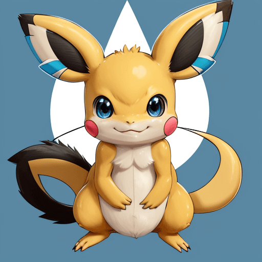 AI generated: solo, anthro, pokemon, mammal, nintendo, pokemon species, alolan raichu, blue eyes, hi res, fur, vid...