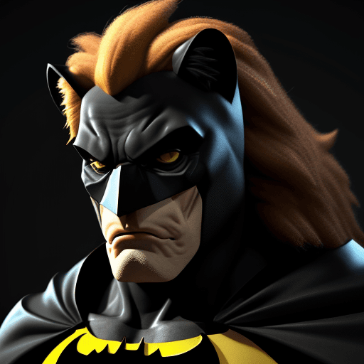 AI generated: batman-LION, hyper detalic, cartoon character, cinematic, 3D animation, 8k